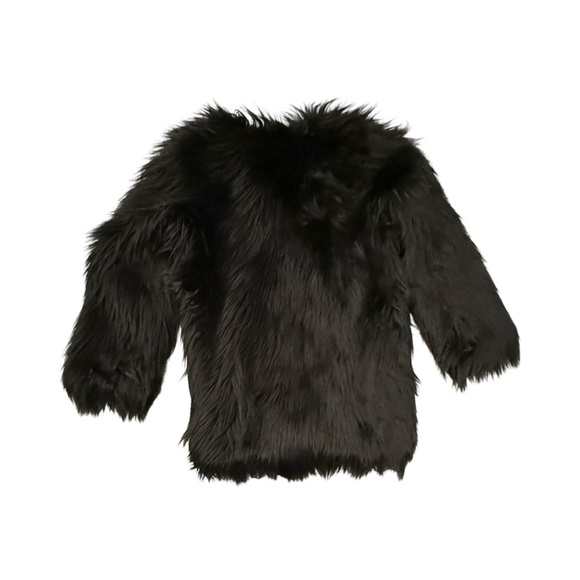 Black Large Faux Fur Jacket Long Sleeve - Picture 2 of 4